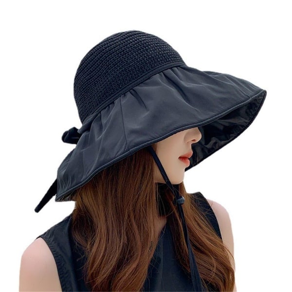 Anti-UV Bucket Hat Leveälierinen ranta-aurinkohattu - varastossa black