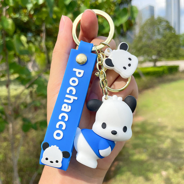 Kawaii Sanrio Keychain ja Cartoon Pochacco Doll Pendant Car Key -avain - varastossa Blue