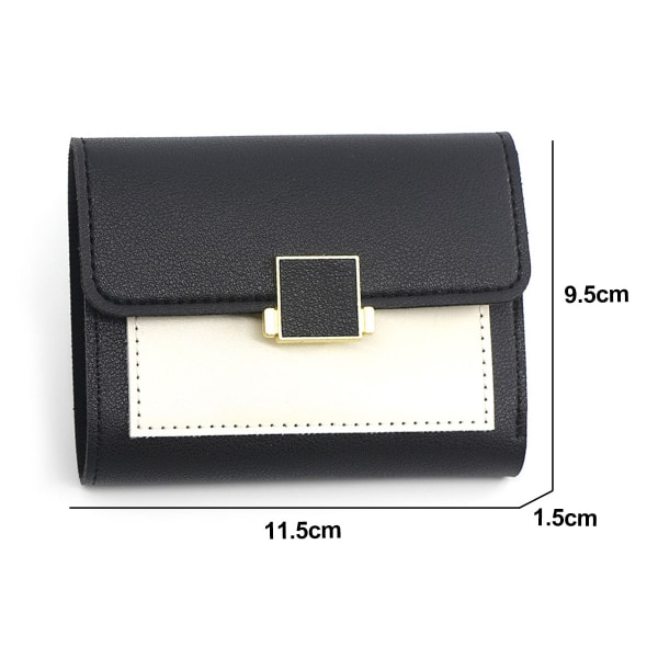 Små plånböcker för kvinnor Läder Bifold Plånbok Myntficka - spot sales black