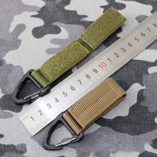 2st Webbing Hängande Spänne Nyckelring KHAKI 2ST - stock Khaki 2pcs