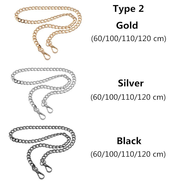 Väska kedja axelväska remmar GULD 120 CMTYPE 1 TYPE 1 - stock Gold 120 cmType 1-Type 1