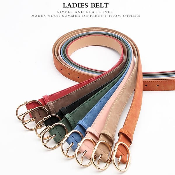 Matt läderbälte Guldspänne Midjeband BLÅT - high quality blue