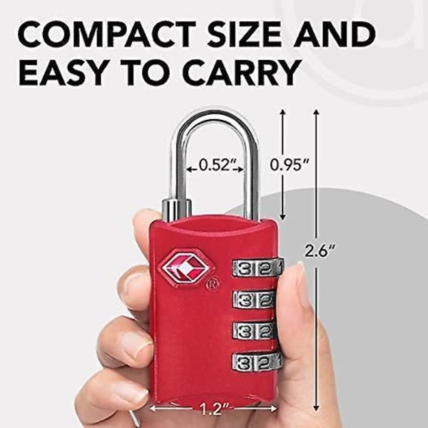 Tsa Luggage Lock (2 kpl) - 4-numeroinen yhdistelmäteräsriippulukko - spot-myynti