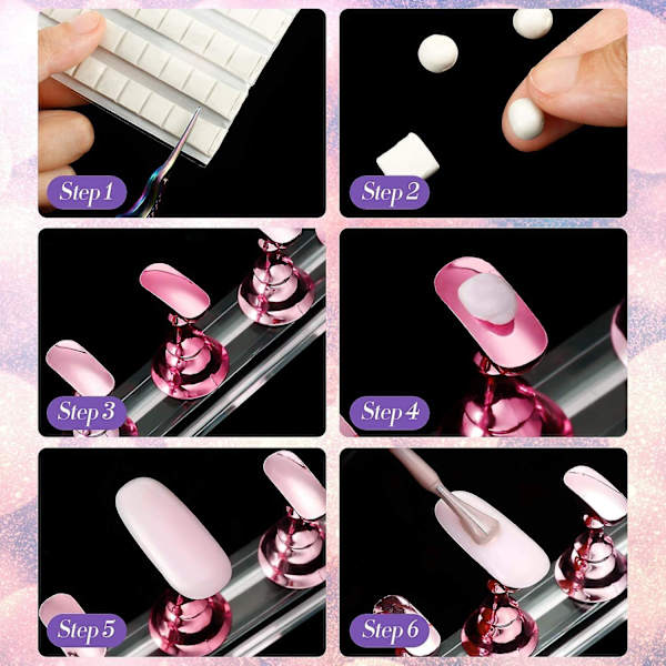 Nageltips Hållare Akryl Nail Art Practice Stativ Magnetisk - stock Metal Rose Pink 2 Set