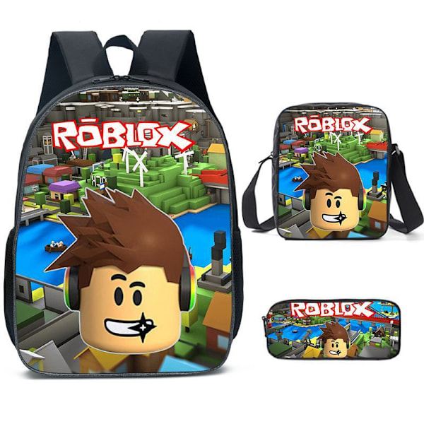 3 kpl Roblox-oppilaan reppu, muodikas ja trendikäs reppu ala- ja yläkoululaisille - 10 tyyliä