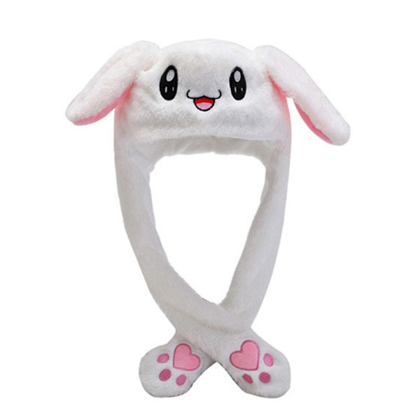 Pehmo Moving Bunny Movable Ears Hat Cap Lämmin talvilahja - korkea laatu White Rabbit