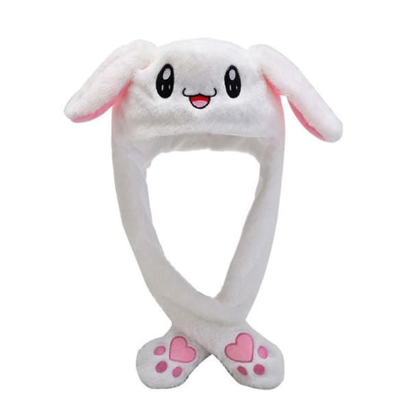 Plysch Moving Bunny Movable Ears Hat Cap Vinter varm present - high quality White Rabbit