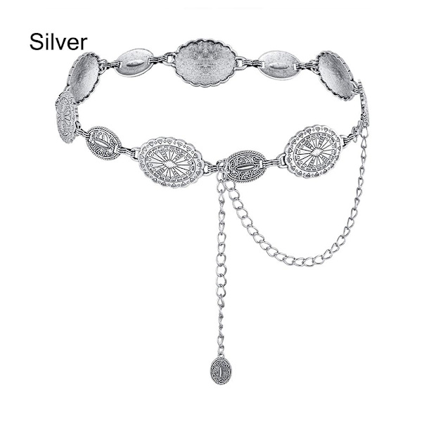 Metallinen vyötäröketju Vyö Koristeellinen vyötärövyö SILVER - varastossa Silver