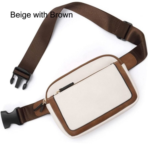 Läder Fanny Packs för Dam Bältesväska BEIGE MED BRUNT - on stock Beige with Brown