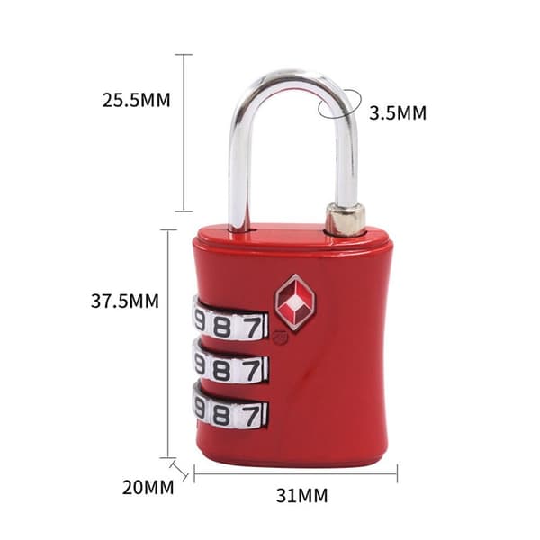 TSA Customs Code Lock Bagage Lösenordslås BLÅT - stock Blue