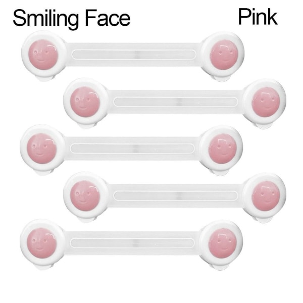 5 kpl Vauvan turvakaappilukko PINK SILING FACE SMILING FACE - spot ale Pink Smiling Face-Smiling Face