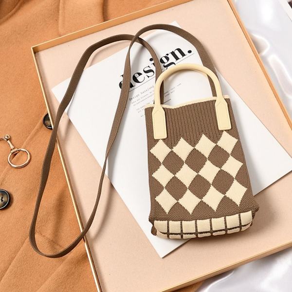 Kedjeaxel Crossbody-väska Stickad handväska för kvinnor BRUN - high quality brown