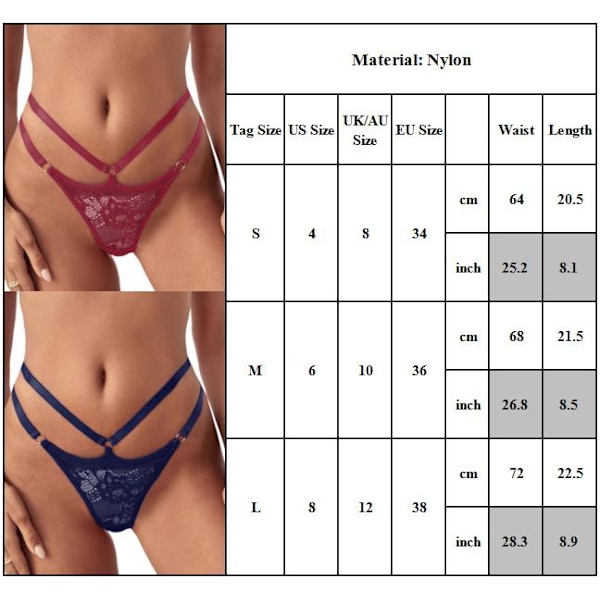 Kvinnors sexiga G-String Spetstrosor Trosor Underkläder åghöjd - on stock black L