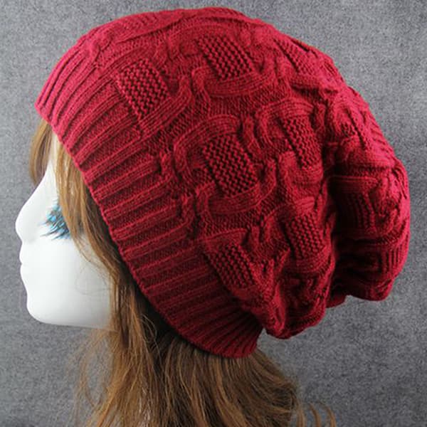 Cap Mode Håll Varm Vinter Mössor Stickad Ullmössa - on stock maroon