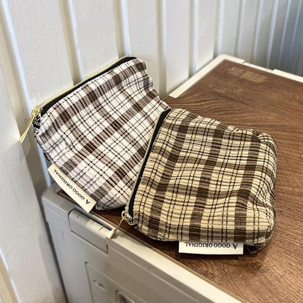 Firkantet taske makeup taske BRUN - stock brown