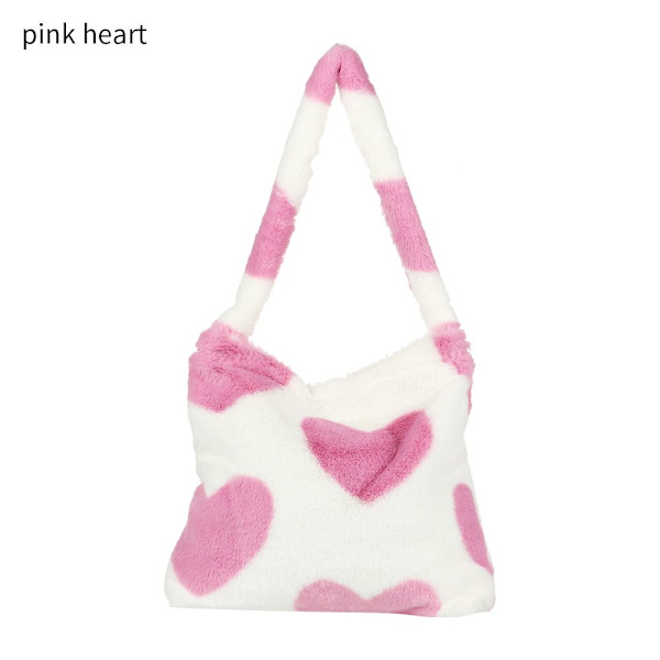 Fluffig Axelväska Shoppingväska - high quality pink heart