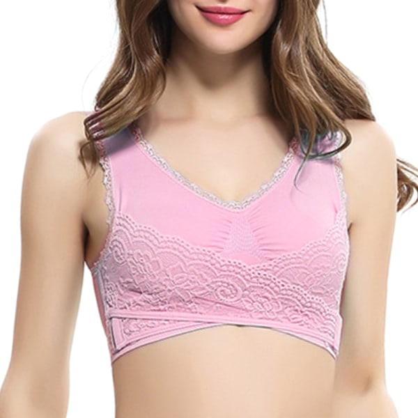 Womens Ladies Yoga Sports Sleep Comfort Vest Bras Full Cup Top - high quality Pink M