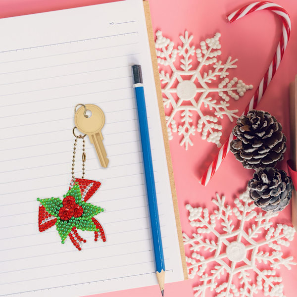 Jul Akryl diamantmålning nyckelring DIY hänge - high quality