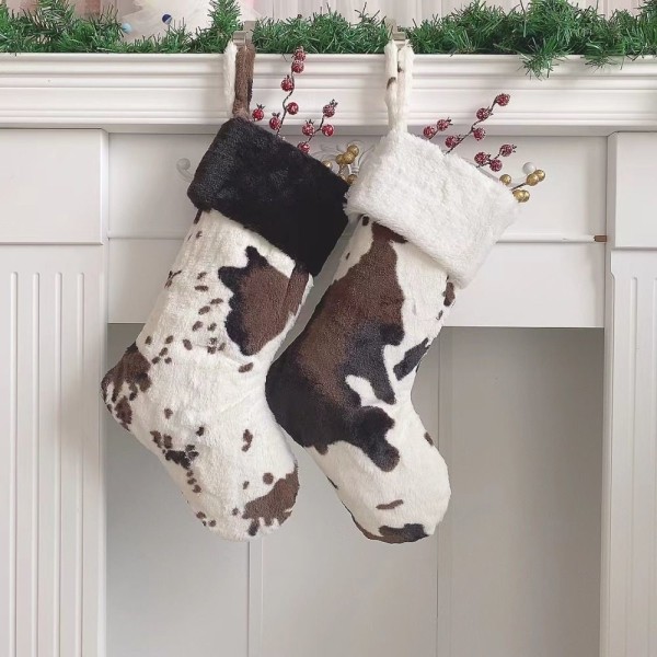 Cow Print Christmas Stocking Xmas Gift Bag - varastossa 2