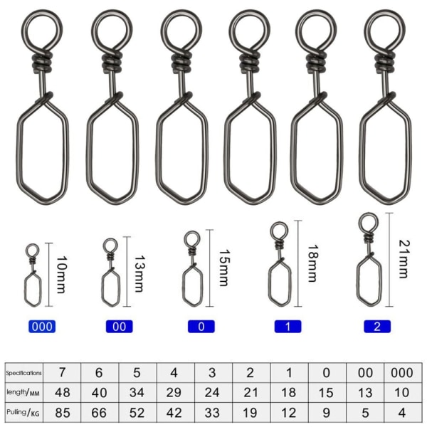 100 kpl Fishing Hanging Snap Barrel Swivel 2 - spot-myynti 2