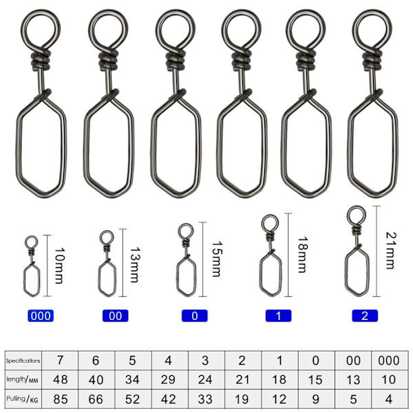 100 st Fishing Hängande Snap Barrel Swivel - on stock 3