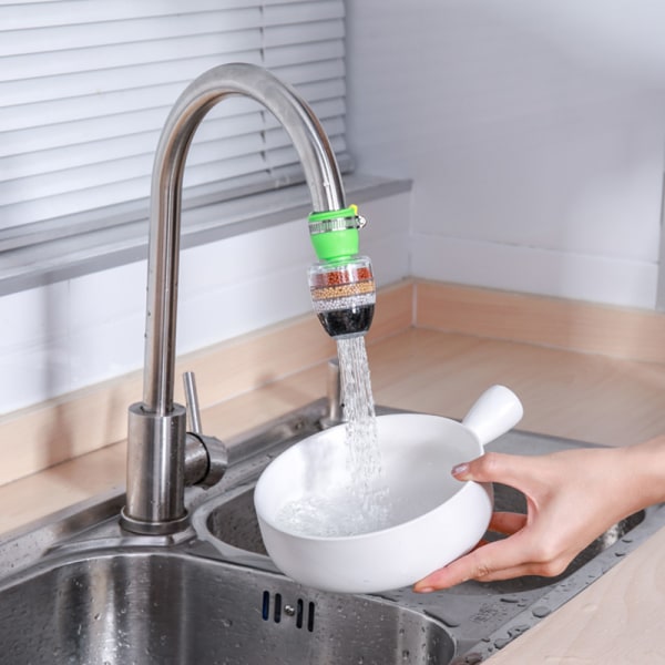 5-lagers Purifier Kranfilter Vattensparande Kökskran Bubblar - stock Green