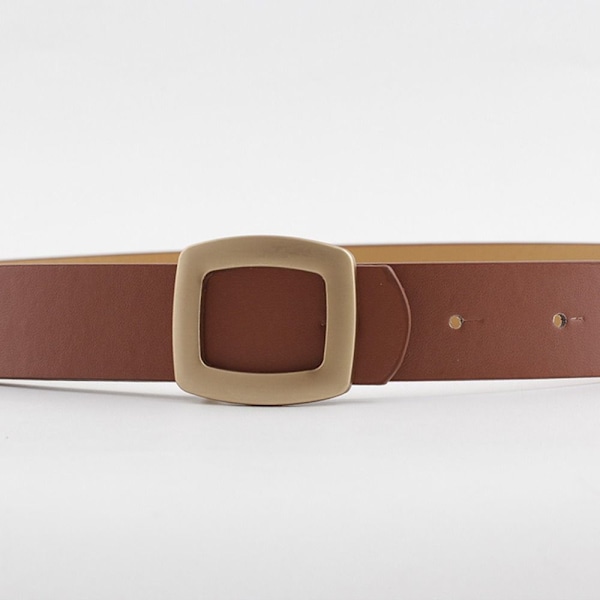 Läder brett bälte Gold Pin Spänne Midjeband SVART - on stock black