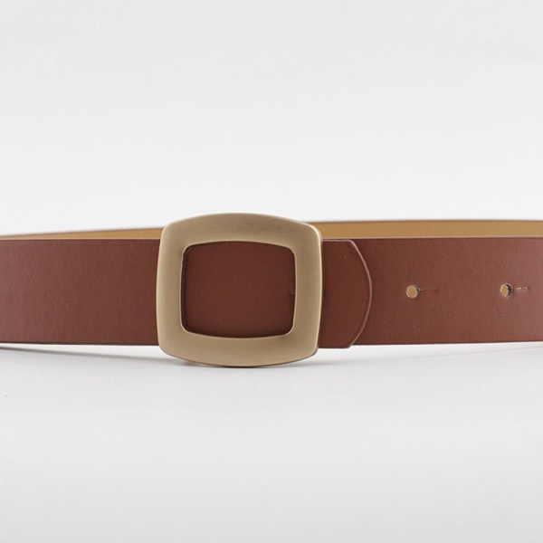 Läder brett bälte Guldnål Spänne Midjeband BEIGE - stock beige