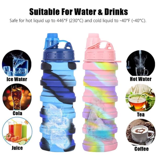 500ml Silicone Cup Vesipullo PINK - varastossa pink