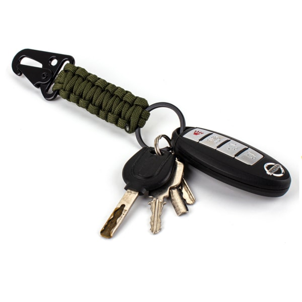 Paracord Keychain Carabiner Clamp Kaulakoru Avaimenperän koukut - laadukkaita Green