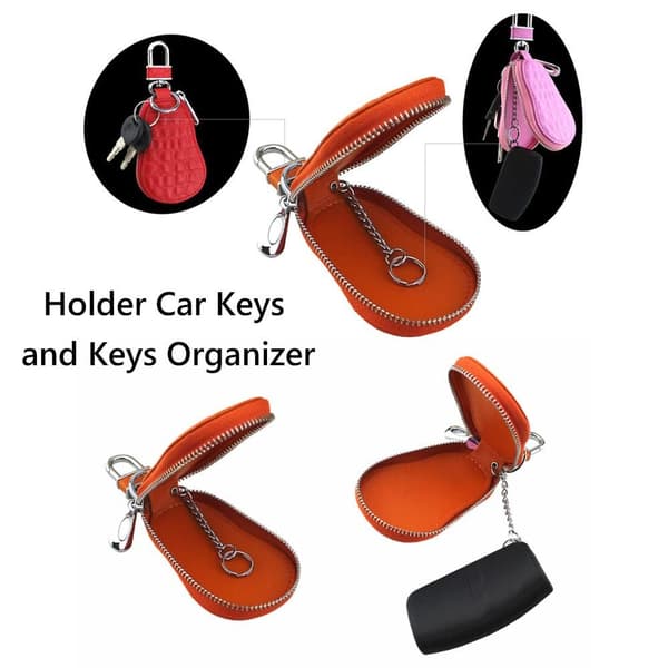 Bilnyckelväskor Äkta Läder ORANGE - on stock