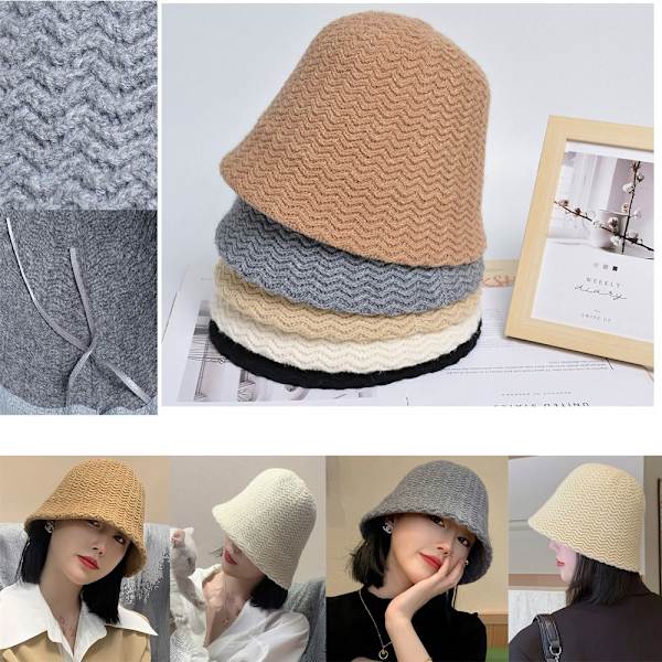 Höst Vinter Mössa Stickad Cap VIT - stock White