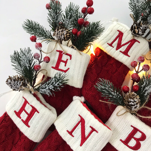 Julstrumpor Alfabet Bokstäver Strumpa Julgranshänge - spot försäljning Snowflake