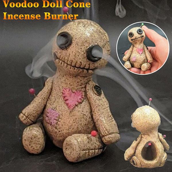 Voodoo Doll Cone Incense Burner Desktop Harts Ornament Doll - high quality 1 set(head left&right)