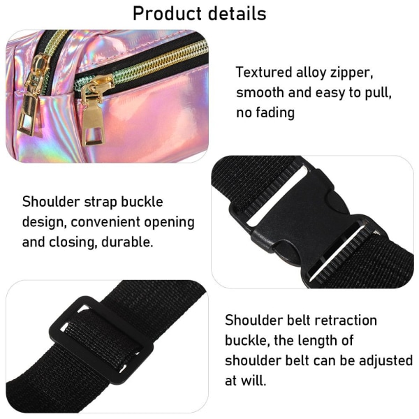 Uudet laserholografiset vyötärölaukut Fanny Pack Slim Shiny pink - varastossa vaaleanpunainen