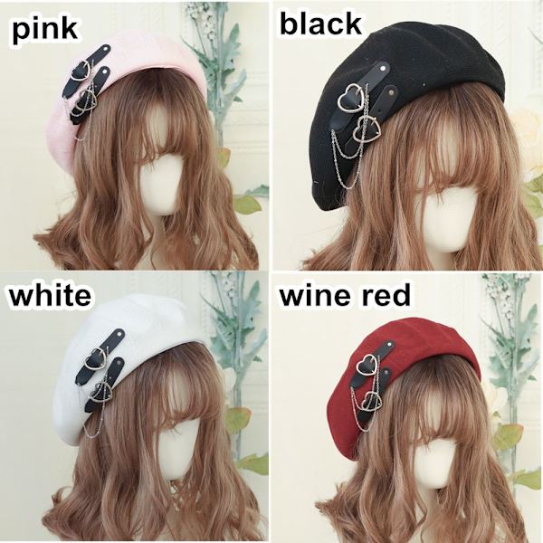Gotisk Punk Basker Lolita Basker Hatt VINRÖTT - high quality