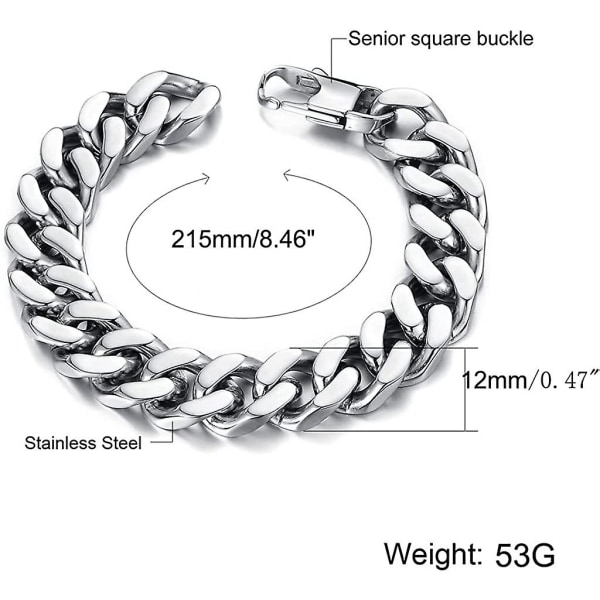 Fpeaob mäns armband i rostfritt stål Curb Chain Armband Silver - stock