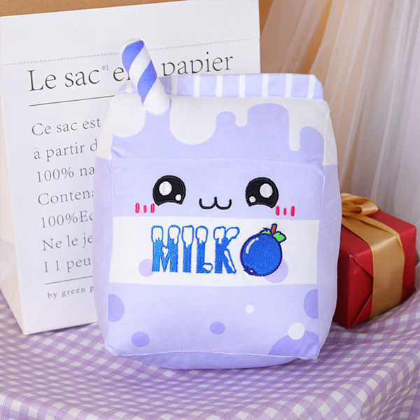 Maitokartonki pehmotyyny Maito PP puuvilla täytetty lelu sarjakuva maitonukke pojille tytöille - varastossa Blueberry Milk