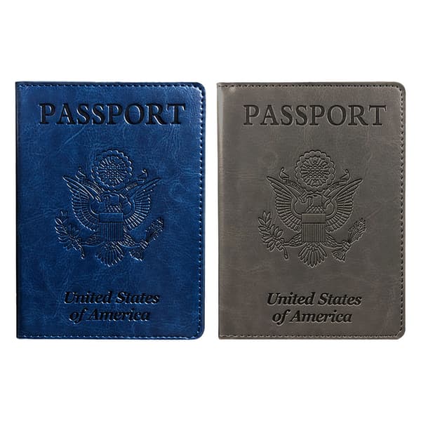 2-pack pass och vaccinkortshållare Combo, Pu-läder - high quality Dark blue+dark gray