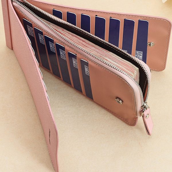 Kreditkortshållare i läder för kvinnor, integrerad multi - stock Dark Blue+Red+Light Pink