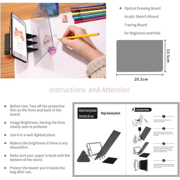 Ritprojektor 20 * 13,5 cm, Bärbar Optisk Tracing Copy Pad - high quality