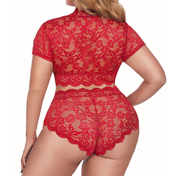 Seksikkäät naisten alusvaatteet Lace Plus läpinäkyvät rintaliivit G-String stringit - laadukkaita red 3XL