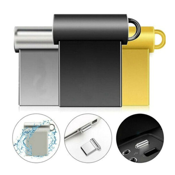 Mini High Speed ​​​​USB Flash Drive 32G 2TB Pen Drive Metal U Disk - spot-myynti Gold