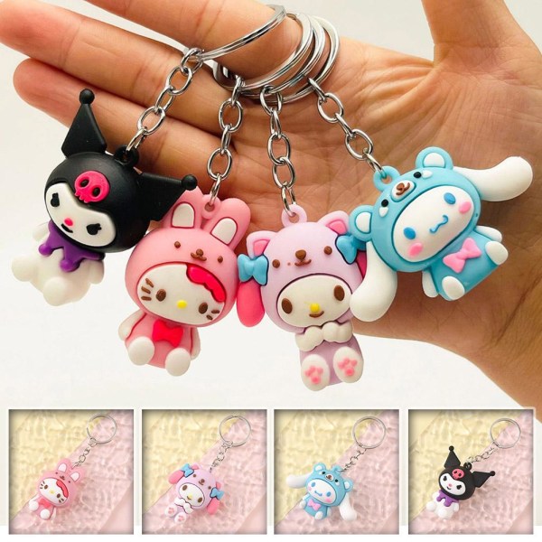 Sarjakuva Sanrio Soft Rubber Doll Keychain Riippuva avaimenperä - varastossa KT Cat one size