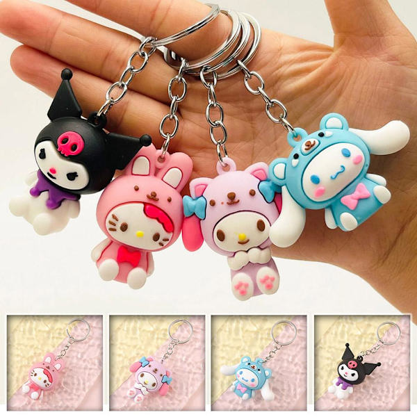 Tecknad Sanrio mjuk gummidocka nyckelring hängande nyckelring - on stock KT Cat one size