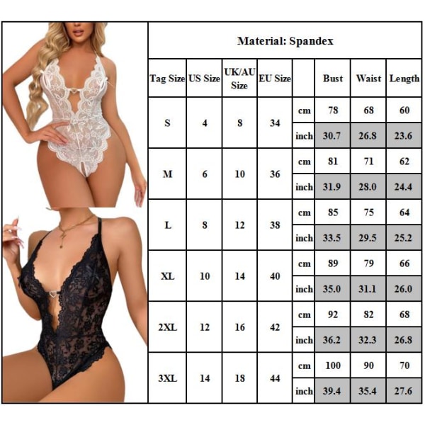 Underkläder för kvinnor Sexig Body Halter Teddy One Piece Babydoll - stock black 3XL