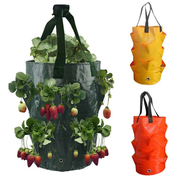 Strawberry Grow Plant Container Hängblomma Trädgård Väskas - high quality yellow