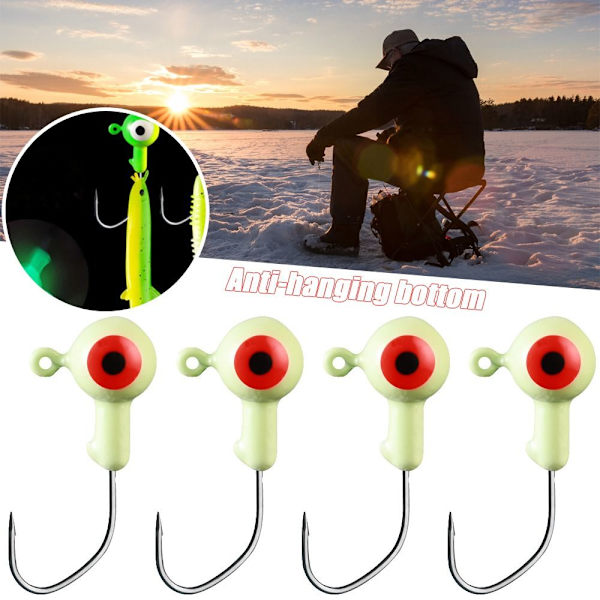20 kpl pyöreä lyijypää Koukkujigging syötti 2,5 CM 0,8 GLUMINÖST - korkea laatu 2.5cm 0.8gluminous