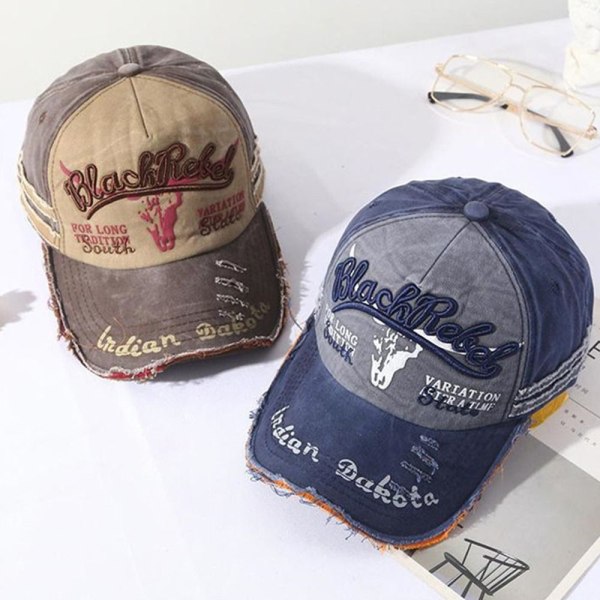 Broderi Baseball Kepsar Distressed Faded Cap MARINE - spot sales navy