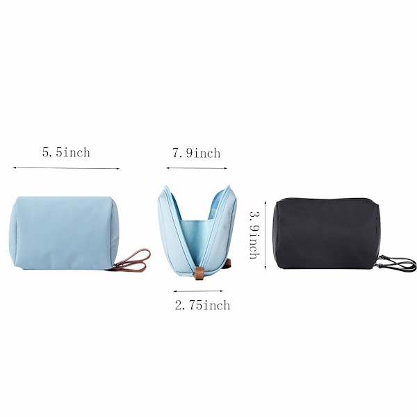 2 pientä travel clutch meikkilaukkua, sininen+musta - laadukas
